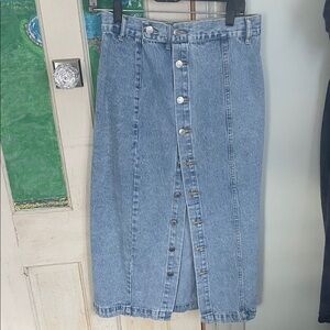 Button-Front Denim Skirt